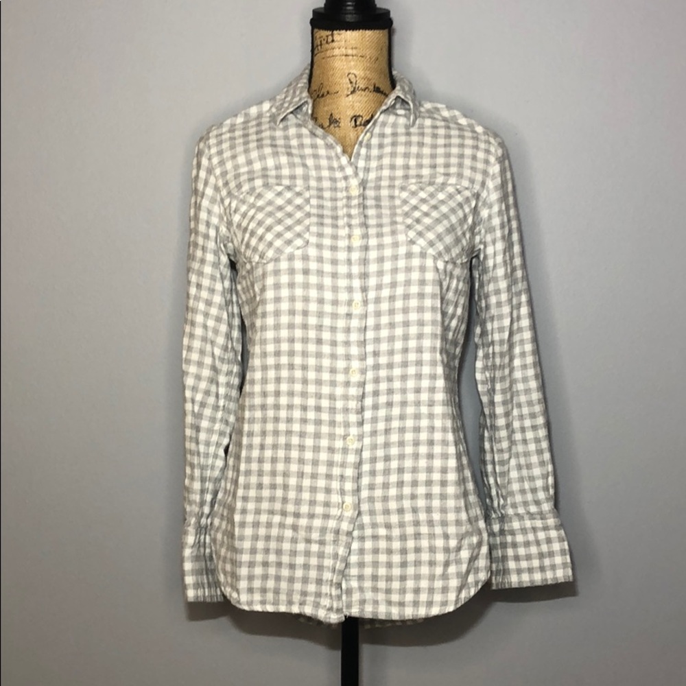 Merona Long Sleeve Gray Checkered Flannel